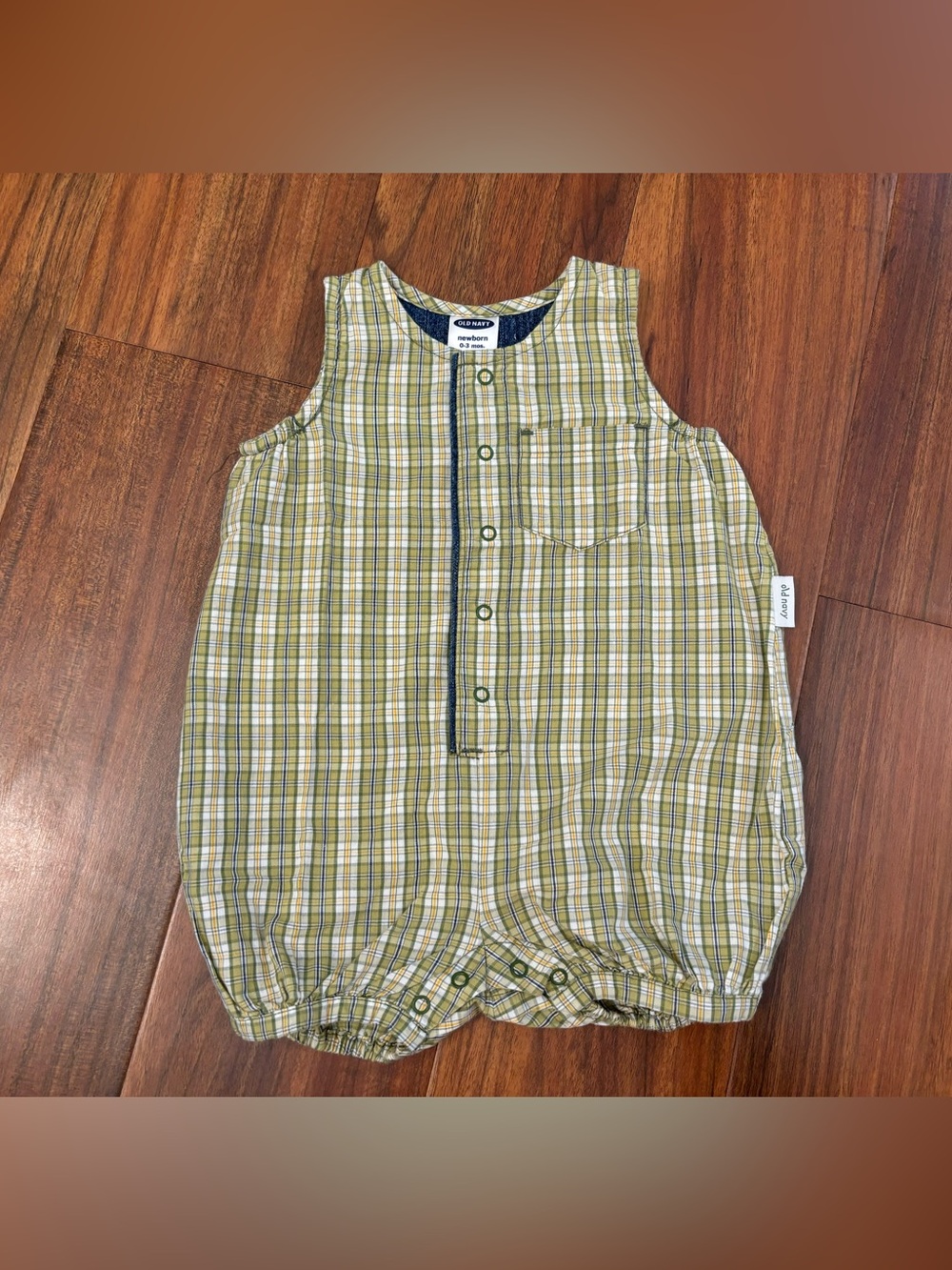 Old Navy Vintage y2k green/white plaid sleeveless romper